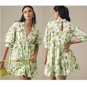 Maeve Green Floral Mini Dress